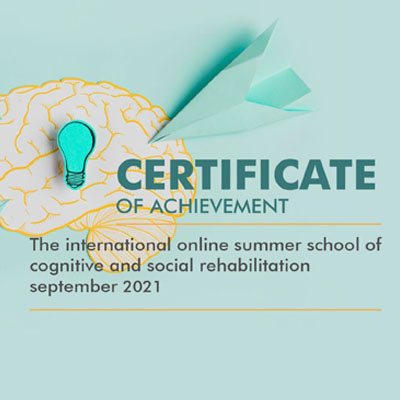 Certificate of the international summer school of cognitive and social rehabilitation